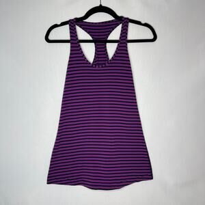 Lululemon Purple Navy Striped Swiftly Tech Racerback Tank Top Womens Size 4